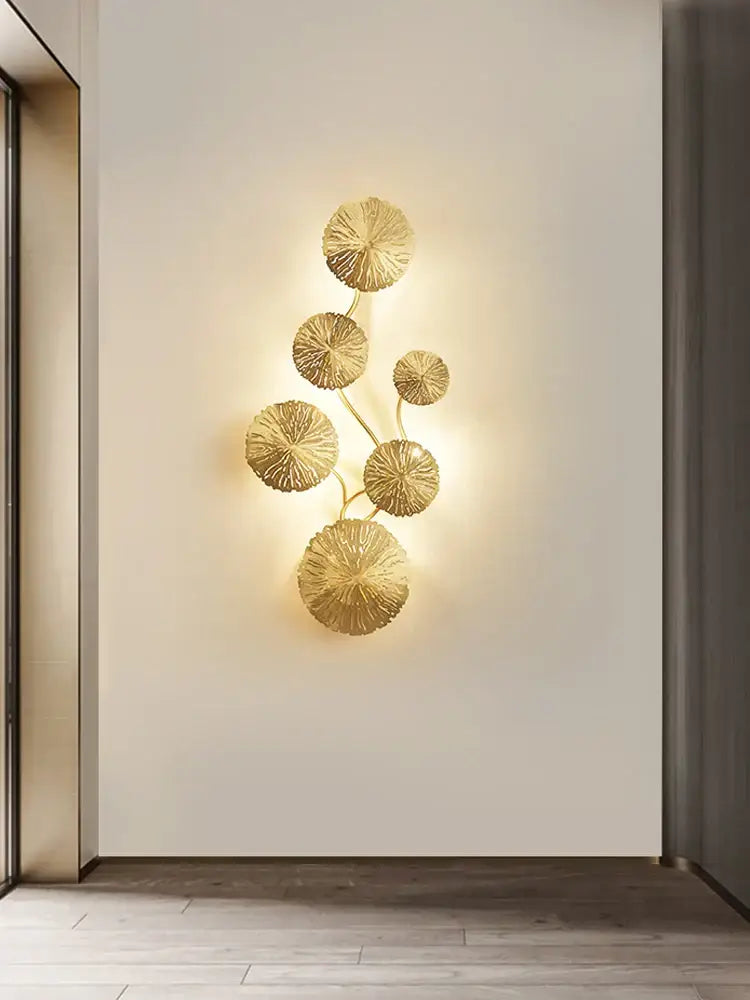 Modern leaf gold iron wall sconce for living room