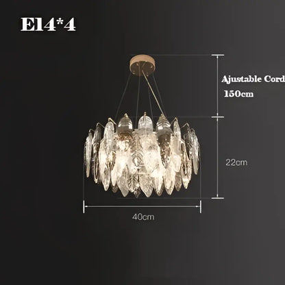 Modern leaf gold & silver crystal pendant light for living room