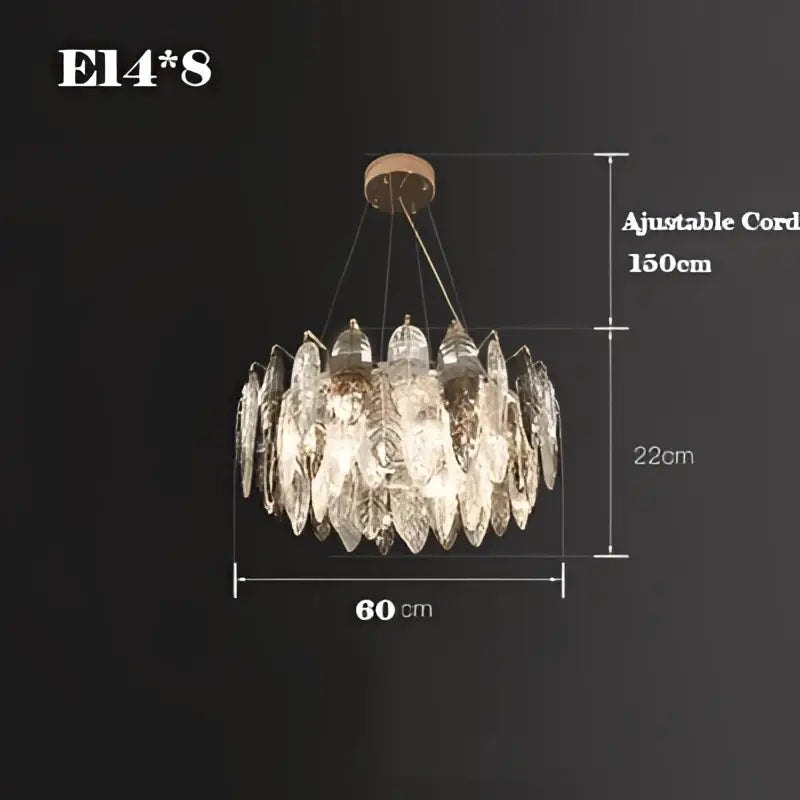 Modern leaf gold & silver crystal pendant light for living room
