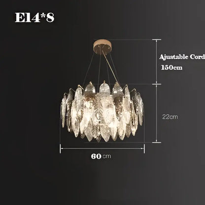 Modern leaf gold & silver crystal pendant light for living room