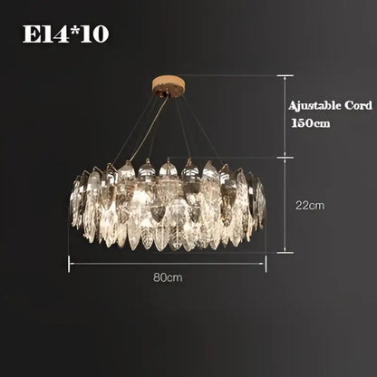 Modern leaf gold & silver crystal pendant light for living room