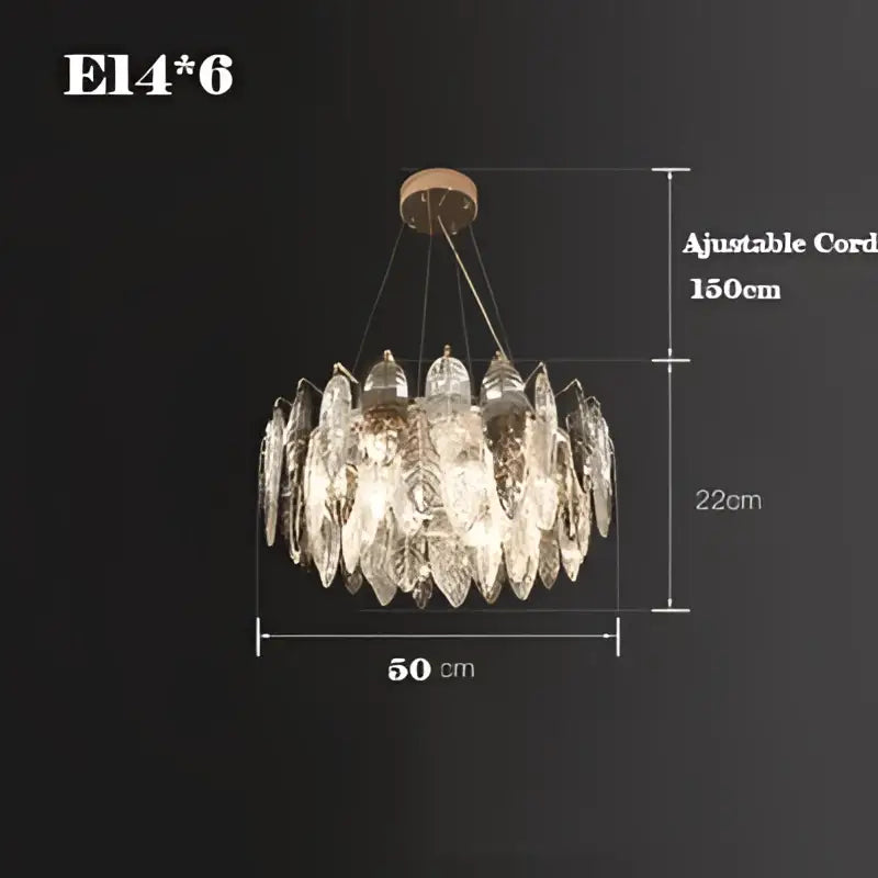 Modern leaf gold & silver crystal pendant light for living room