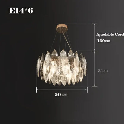 Modern leaf gold & silver crystal pendant light for living room