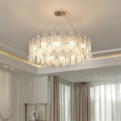 Modern leaf textured glass crystal led ceiling lamp living room