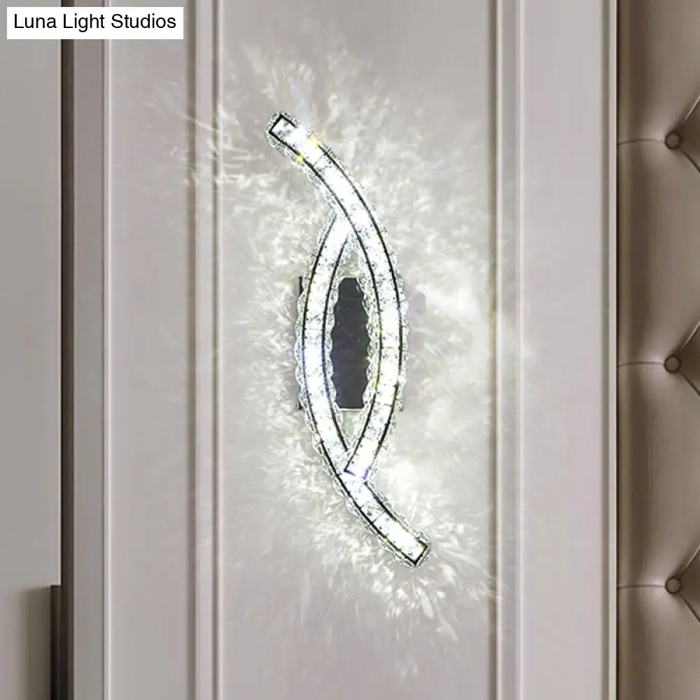 DecorBites™ Modern Leaf Wall Light: Crystal Living Room LED Lamp, Stainless-Steel Mount