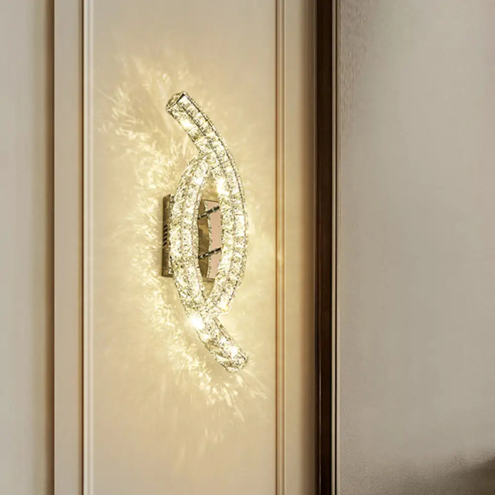 DecorBites™ Modern Leaf Wall Light: Crystal Living Room LED Lamp, Stainless-Steel Mount