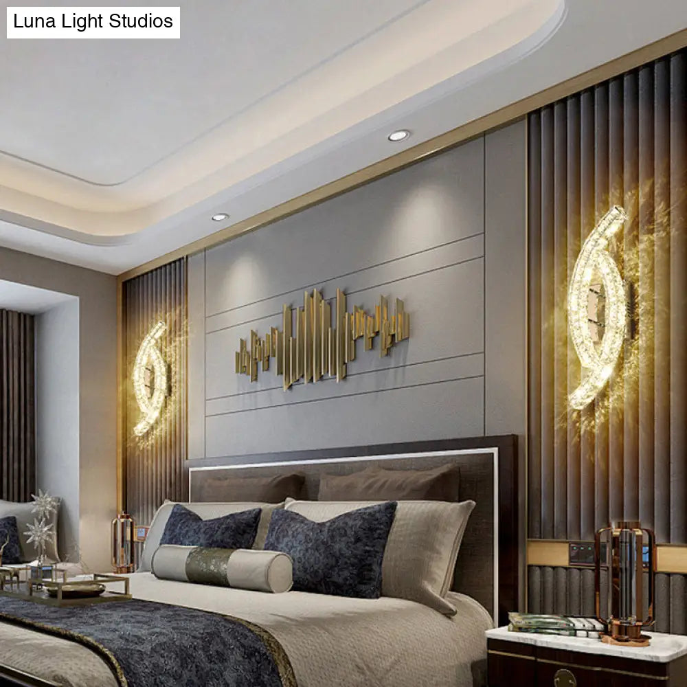DecorBites™ Modern Leaf Wall Light: Crystal Living Room LED Lamp, Stainless-Steel Mount