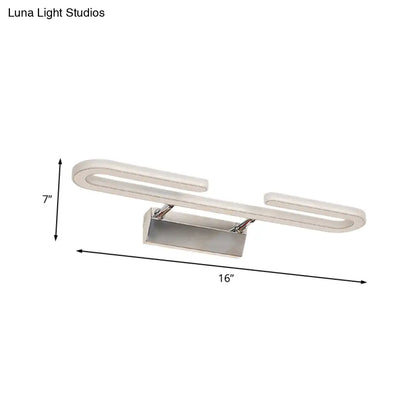 DecorBites™ Modern LED Acrylic Vanity Light Fixture in White - Paper Clip Shaped Wall Sconce Lamp for Bathroom