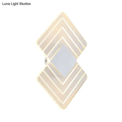 DecorBites™ Modern LED Acrylic Wall Lamp: Textured Silver/Black Rhombus Sconce Light with Remote Control