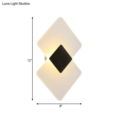 DecorBites™ Modern LED Acrylic Wall Lamp: Textured Silver/Black Rhombus Sconce Light with Remote Control