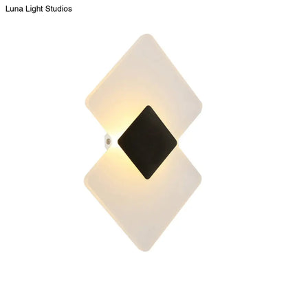 DecorBites™ Modern LED Acrylic Wall Lamp: Textured Silver/Black Rhombus Sconce Light with Remote Control