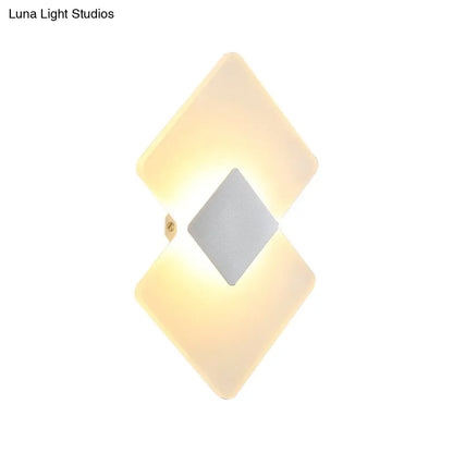 DecorBites™ Modern LED Acrylic Wall Lamp: Textured Silver/Black Rhombus Sconce Light with Remote Control