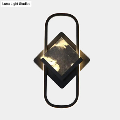 DecorBites™ Modern LED Acrylic Wall Mount Lamp - Black Square and Rectangle Design in White/Warm Light