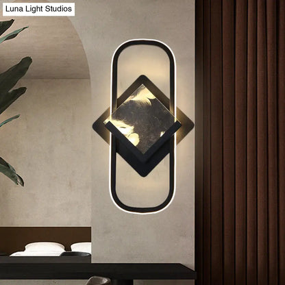 DecorBites™ Modern LED Acrylic Wall Mount Lamp - Black Square and Rectangle Design in White/Warm Light