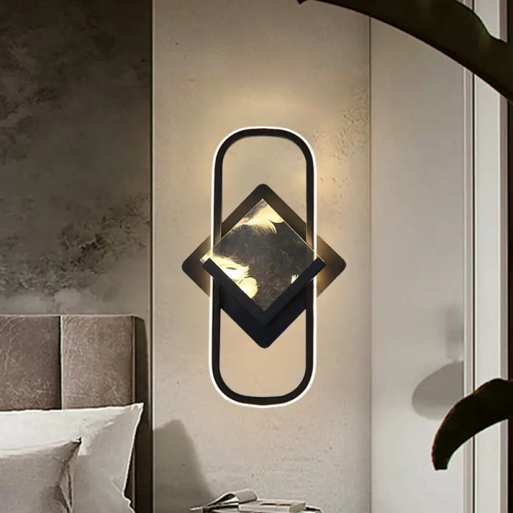 DecorBites™ Modern LED Acrylic Wall Mount Lamp - Black Square and Rectangle Design in White/Warm Light