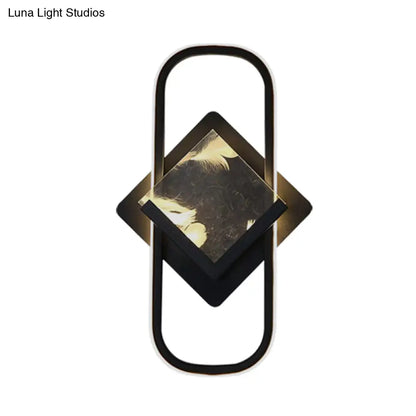 DecorBites™ Modern LED Acrylic Wall Mount Lamp - Black Square and Rectangle Design in White/Warm Light