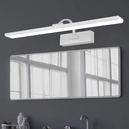 DecorBites™ Modern LED Acrylic Wall Mounted Vanity Sconce with Curved Arm – White Rectangle Lighting for Bathroom - 16"/24" W