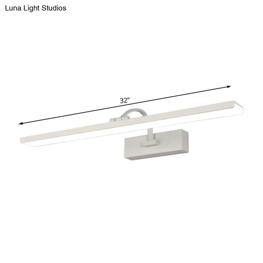 DecorBites™ Modern LED Acrylic Wall Mounted Vanity Sconce with Curved Arm – White Rectangle Lighting for Bathroom - 16"/24" W