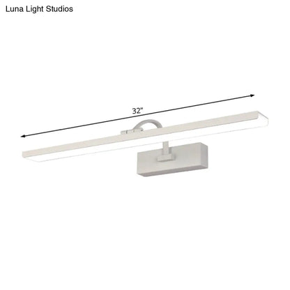 DecorBites™ Modern LED Acrylic Wall Mounted Vanity Sconce with Curved Arm – White Rectangle Lighting for Bathroom - 16"/24" W