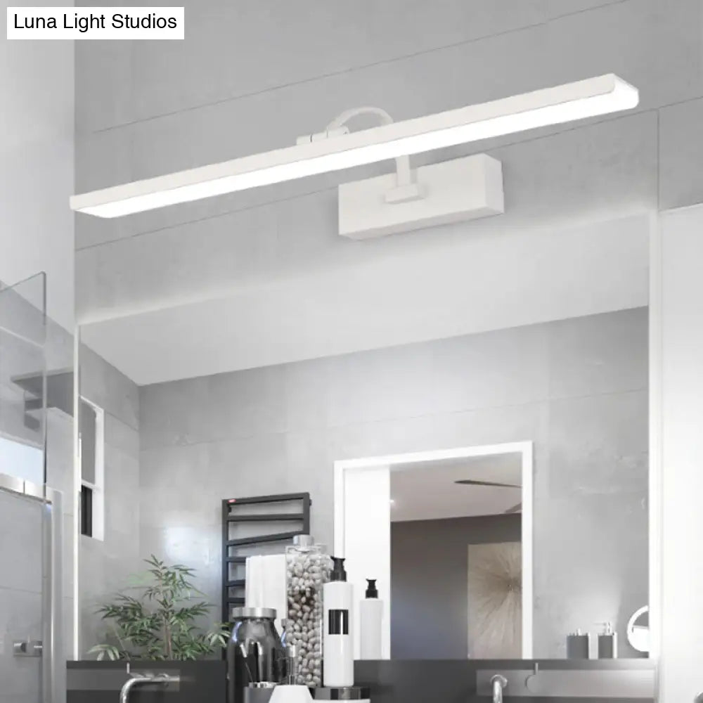 DecorBites™ Modern LED Acrylic Wall Mounted Vanity Sconce with Curved Arm – White Rectangle Lighting for Bathroom - 16"/24" W
