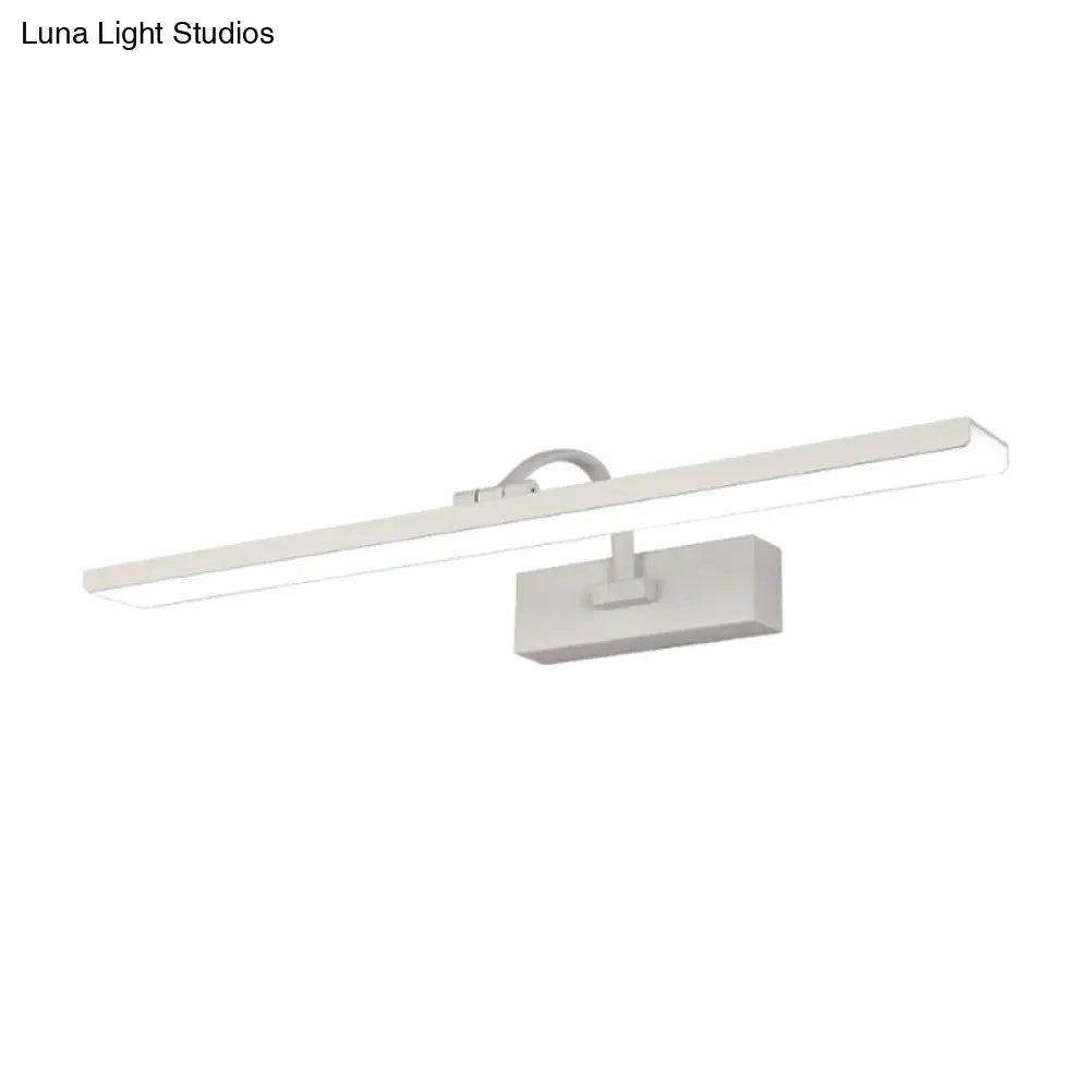 DecorBites™ Modern LED Acrylic Wall Mounted Vanity Sconce with Curved Arm – White Rectangle Lighting for Bathroom - 16"/24" W