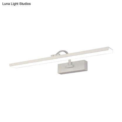 DecorBites™ Modern LED Acrylic Wall Mounted Vanity Sconce with Curved Arm – White Rectangle Lighting for Bathroom - 16"/24" W