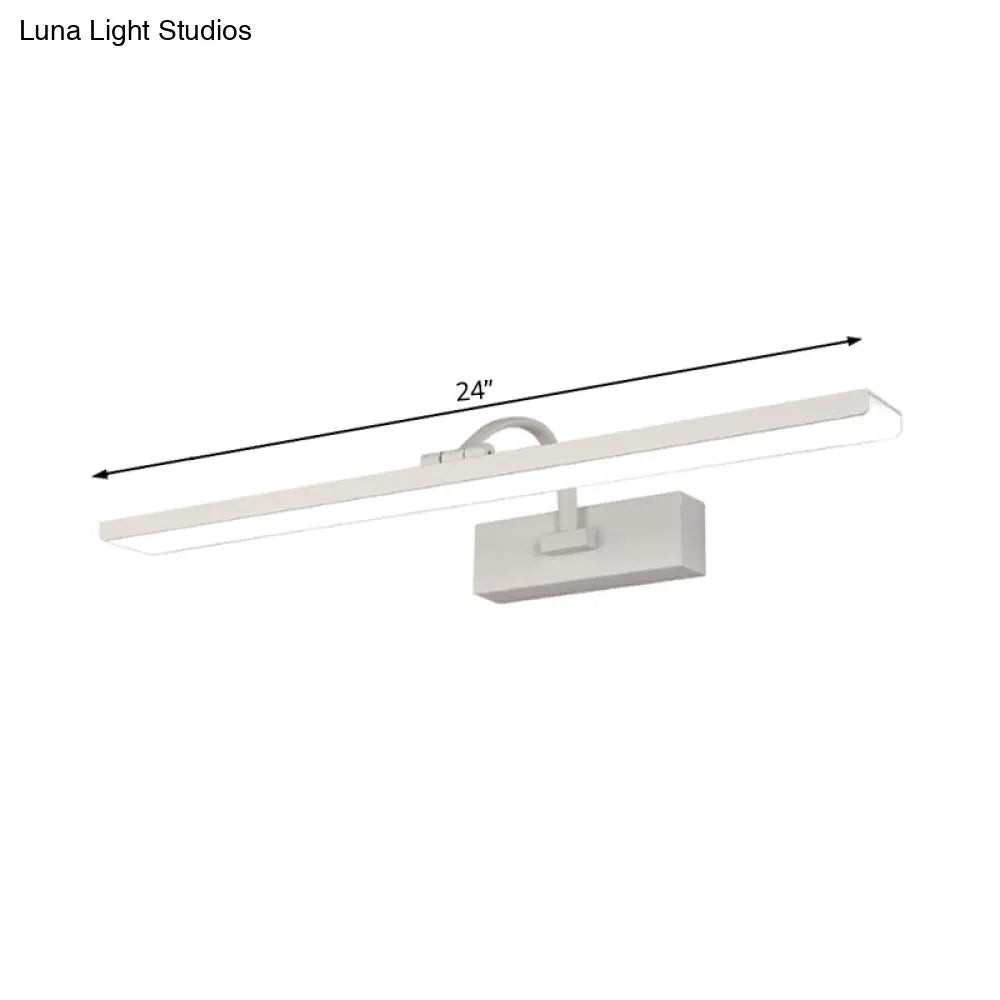 DecorBites™ Modern LED Acrylic Wall Mounted Vanity Sconce with Curved Arm – White Rectangle Lighting for Bathroom - 16"/24" W