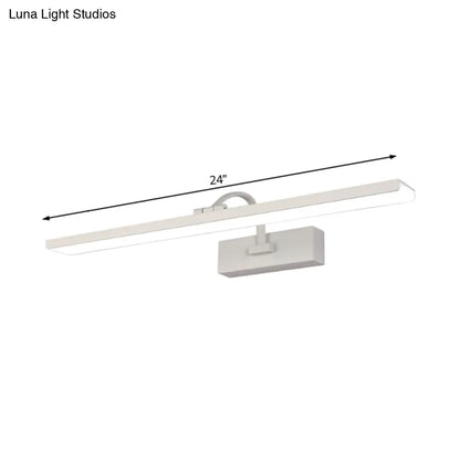 DecorBites™ Modern LED Acrylic Wall Mounted Vanity Sconce with Curved Arm – White Rectangle Lighting for Bathroom - 16"/24" W