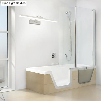 DecorBites™ Modern LED Acrylic Wall Mounted Vanity Sconce with Curved Arm – White Rectangle Lighting for Bathroom - 16"/24" W