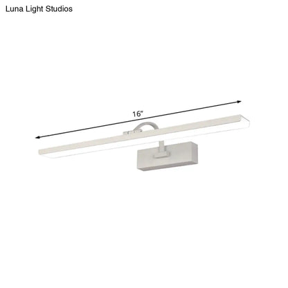 DecorBites™ Modern LED Acrylic Wall Mounted Vanity Sconce with Curved Arm – White Rectangle Lighting for Bathroom - 16"/24" W