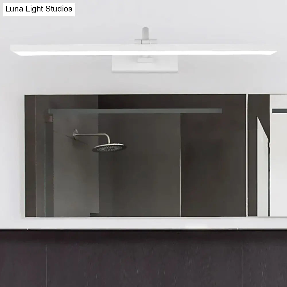 DecorBites™ Modern LED Acrylic Wall Mounted Vanity Sconce with Curved Arm – White Rectangle Lighting for Bathroom - 16"/24" W