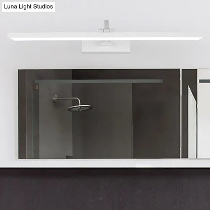 DecorBites™ Modern LED Acrylic Wall Mounted Vanity Sconce with Curved Arm – White Rectangle Lighting for Bathroom - 16"/24" W