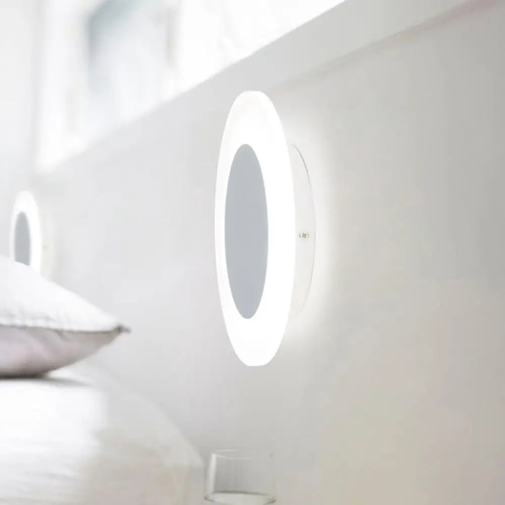 DecorBites™ Modern LED Acrylic Wall Sconce – Halo Ring White Lighting Fixture in Warm/White Light