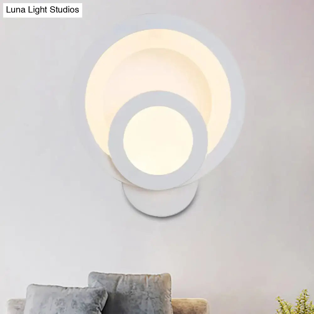 DecorBites™ Modern LED Acrylic Wall Sconce - Round Stairway Light Fixture, 8" Wide, Warm/White