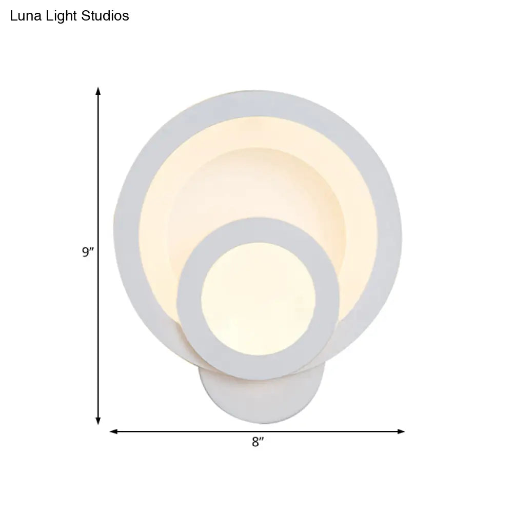 DecorBites™ Modern LED Acrylic Wall Sconce - Round Stairway Light Fixture, 8" Wide, Warm/White