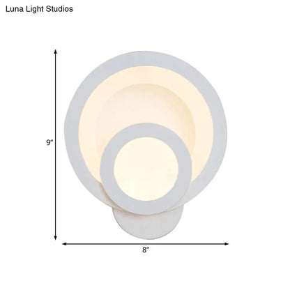 DecorBites™ Modern LED Acrylic Wall Sconce - Round Stairway Light Fixture, 8" Wide, Warm/White