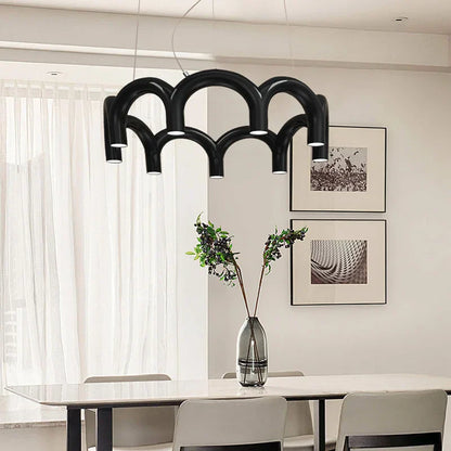 DecorBites™ Modern LED Arch Chandelier in Black/White/Orange/Blue