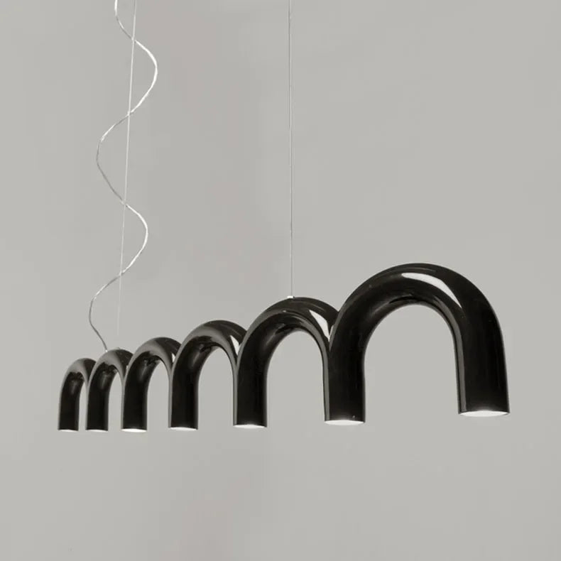 DecorBites™ Modern LED Arch Chandelier in Black/White/Orange/Blue