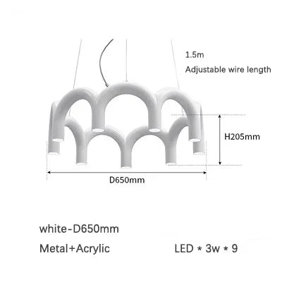 DecorBites™ Modern LED Arch Chandelier in Black/White/Orange/Blue