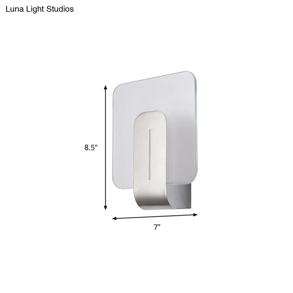 DecorBites™ Modern LED Bathroom Wall Sconce with Square Clear Glass Shade - Nickel Finish – Warm/White Light