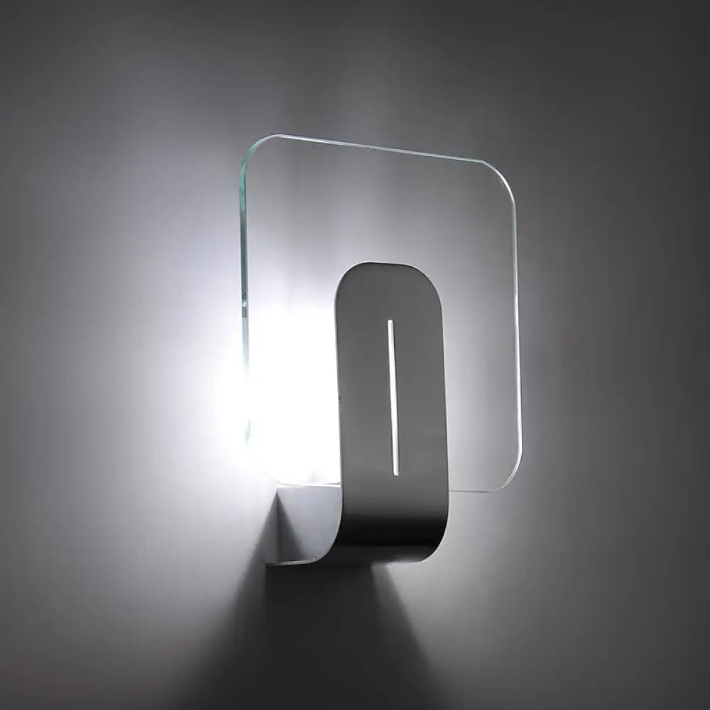 DecorBites™ Modern LED Bathroom Wall Sconce with Square Clear Glass Shade - Nickel Finish – Warm/White Light