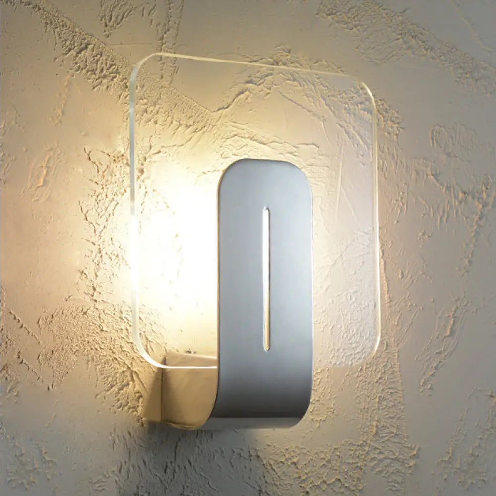 DecorBites™ Modern LED Bathroom Wall Sconce with Square Clear Glass Shade - Nickel Finish – Warm/White Light