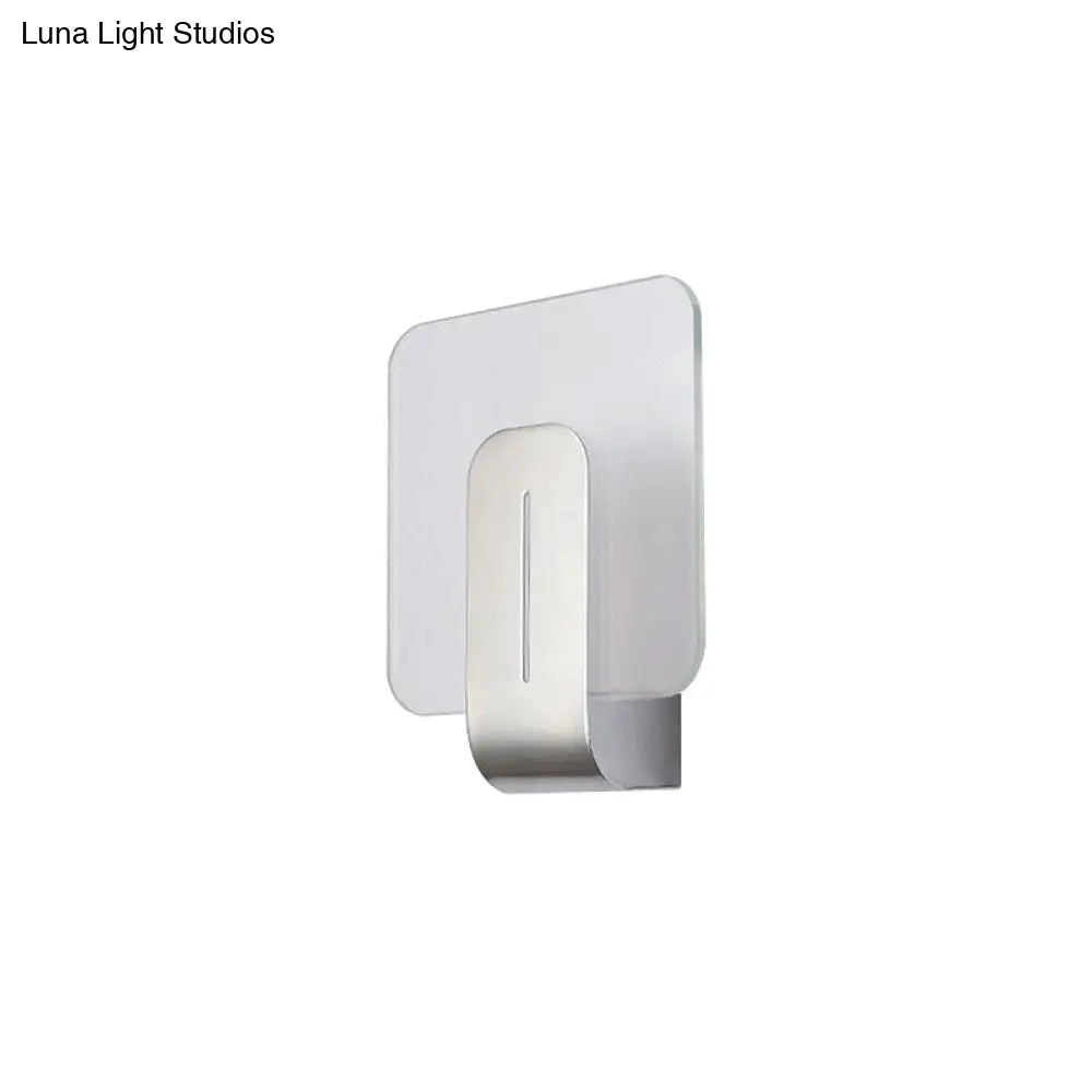 DecorBites™ Modern LED Bathroom Wall Sconce with Square Clear Glass Shade - Nickel Finish – Warm/White Light