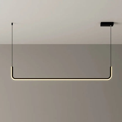DecorBites™ Modern LED Black Island Hanging Lamp Kit - Sleek Metal Half Rectangle Design with Adjustable Warm/White Lighting