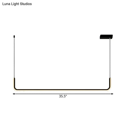 DecorBites™ Modern LED Black Island Hanging Lamp Kit - Sleek Metal Half Rectangle Design with Adjustable Warm/White Lighting