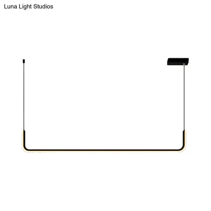 DecorBites™ Modern LED Black Island Hanging Lamp Kit - Sleek Metal Half Rectangle Design with Adjustable Warm/White Lighting