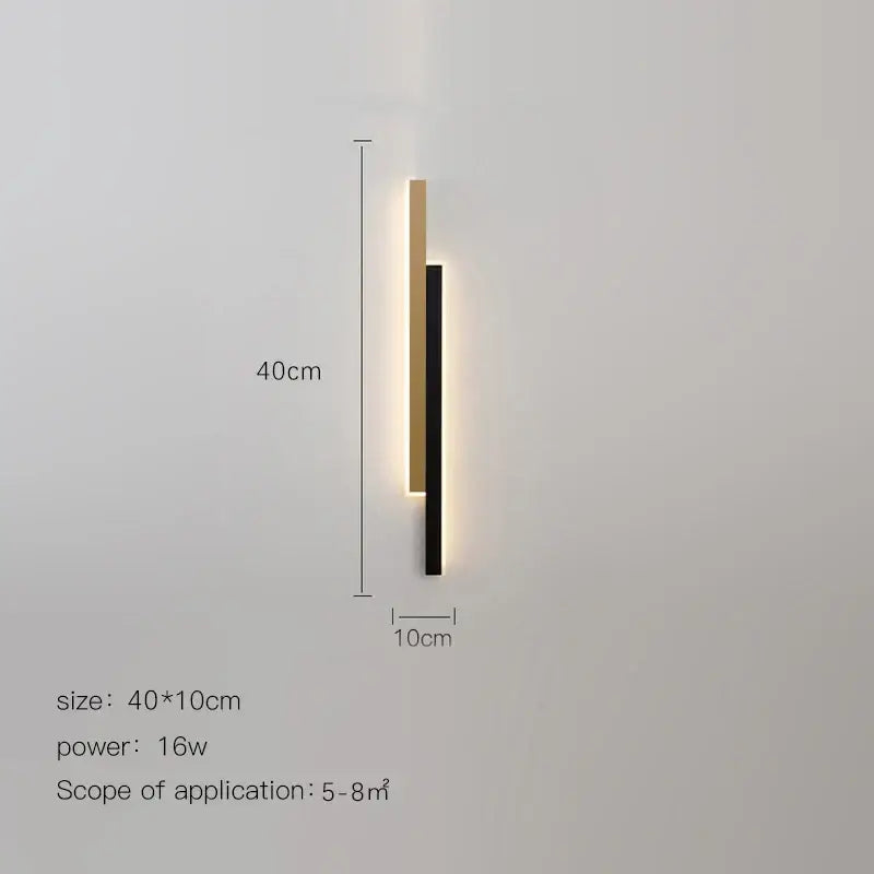 Modern led black wall lamp set for living room with gold glow