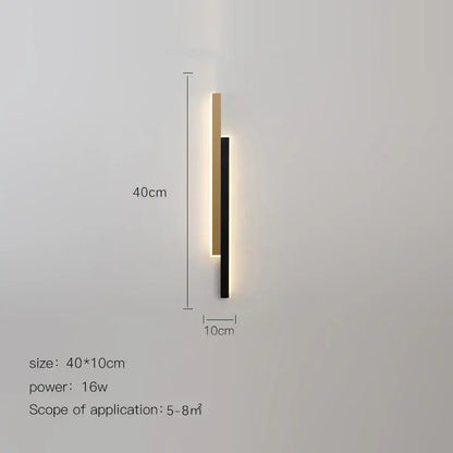 Modern led black wall lamp set for living room with gold glow