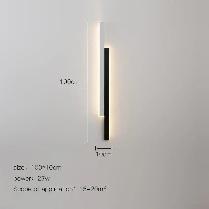 Modern led black wall lamp set for living room with gold glow