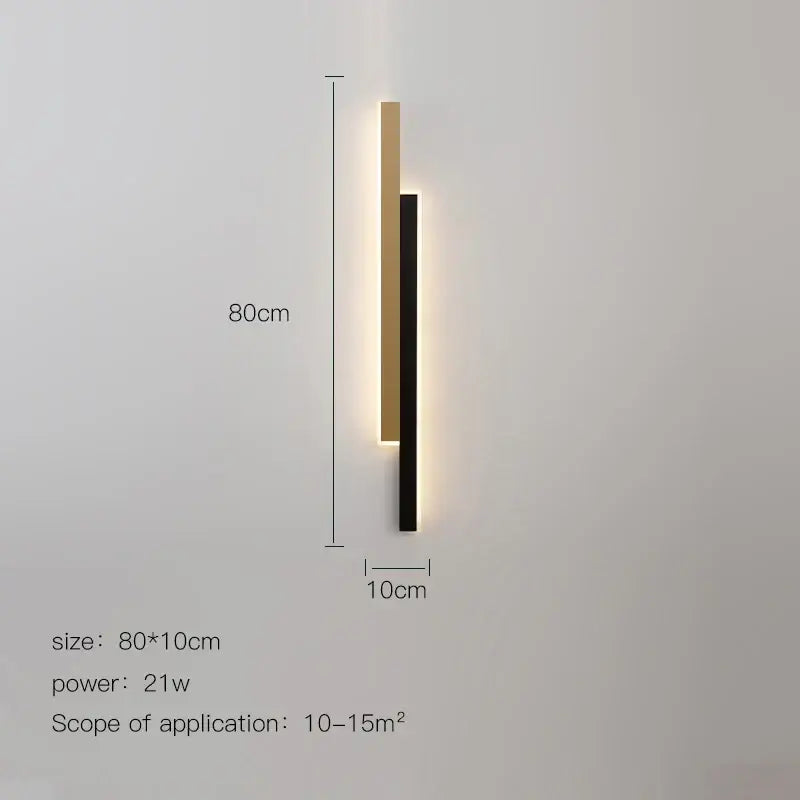 Modern led black wall lamp set for living room with gold glow